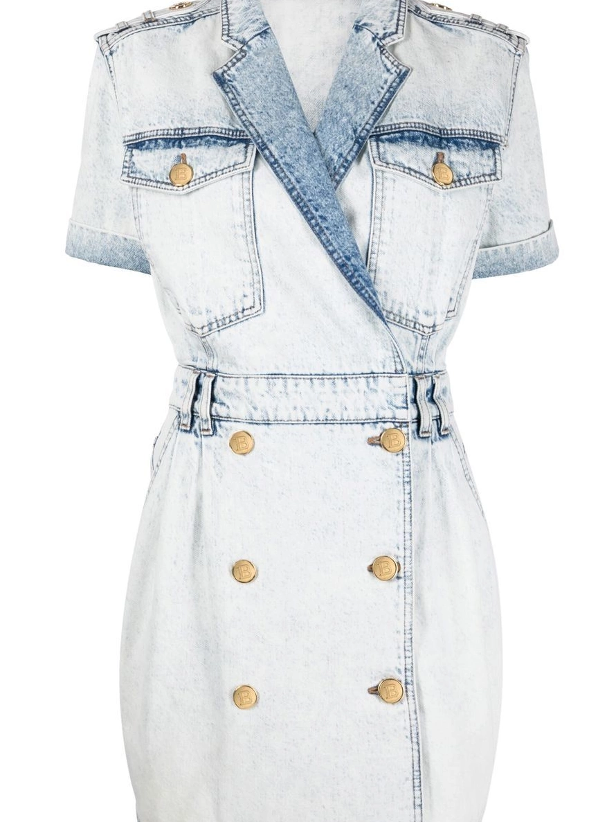 Cheap double-breasted Women denim Balmain dress 0221