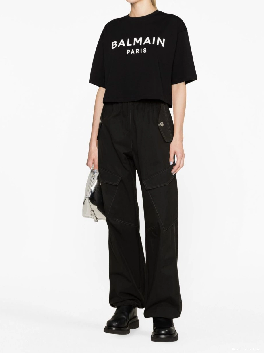 Affordable logo T-shirt cropped Women Balmain 0225