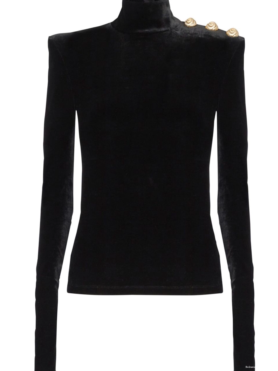 Affordable long-sleeve Women Balmain velvet top 0212