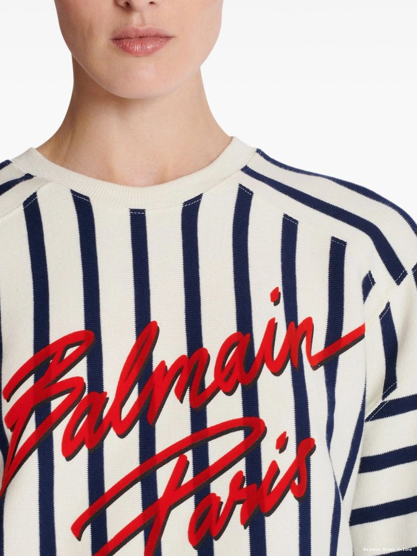 Cheap T-shirt Women striped baseball Balmain 0211