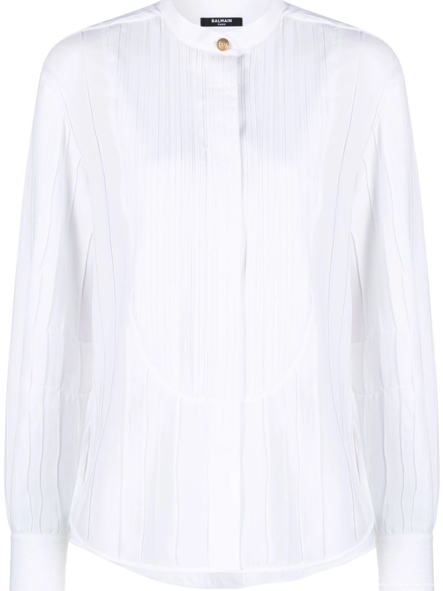 Cheap shirt band-collar Women Balmain striped 0219