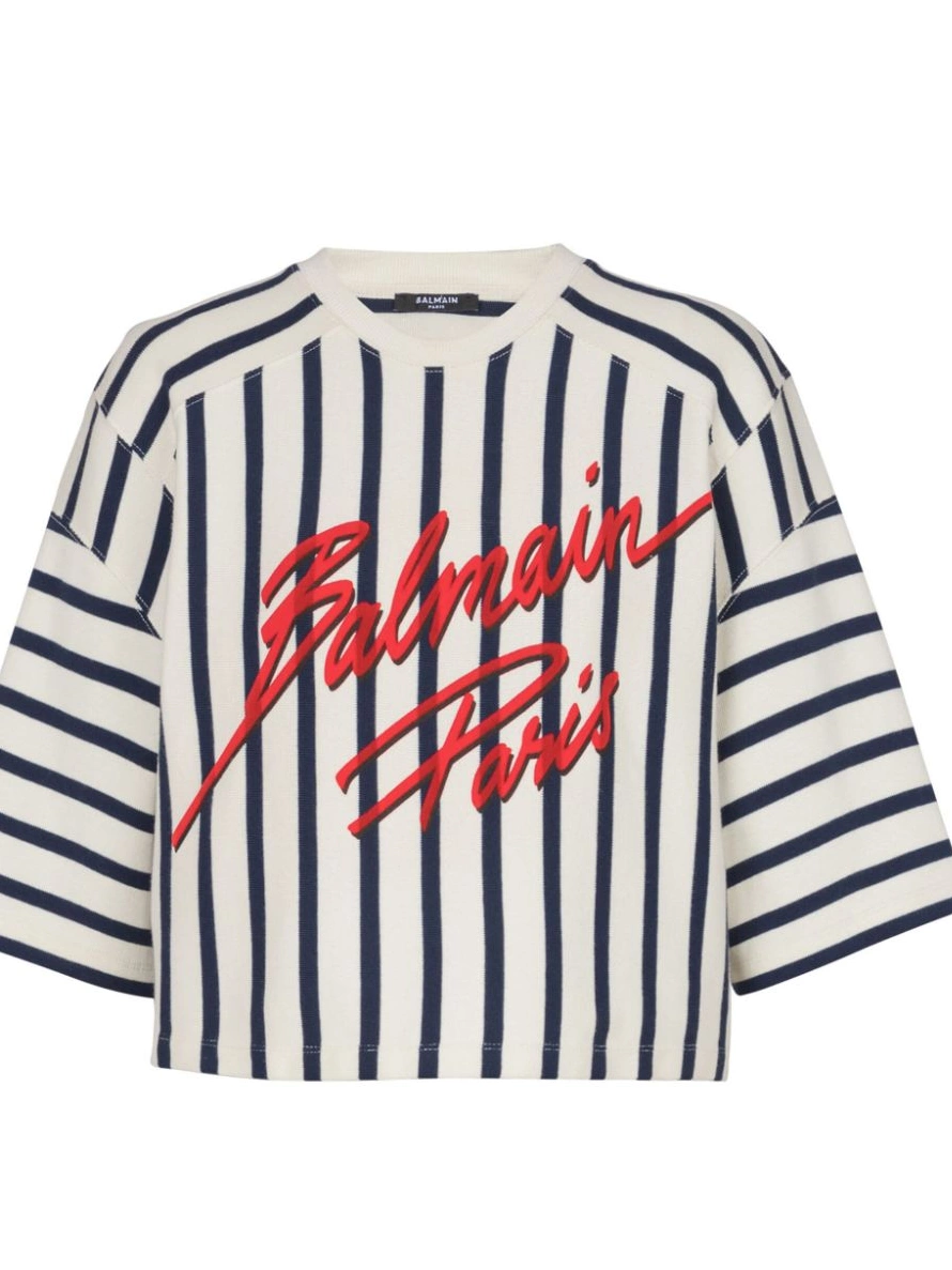 Cheap T-shirt Women striped baseball Balmain 0211