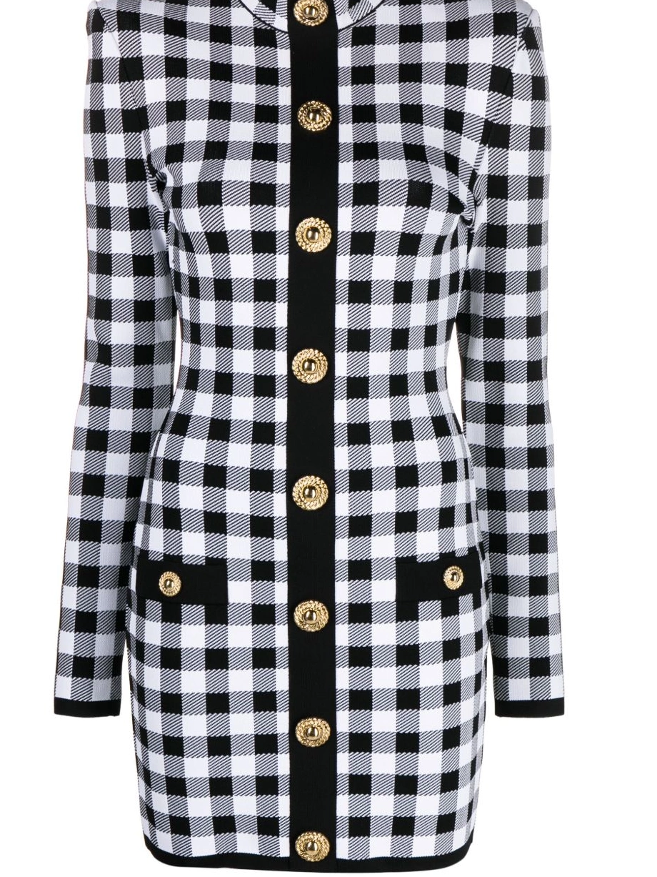 Affordable Balmain gingham mini Women dress 0220