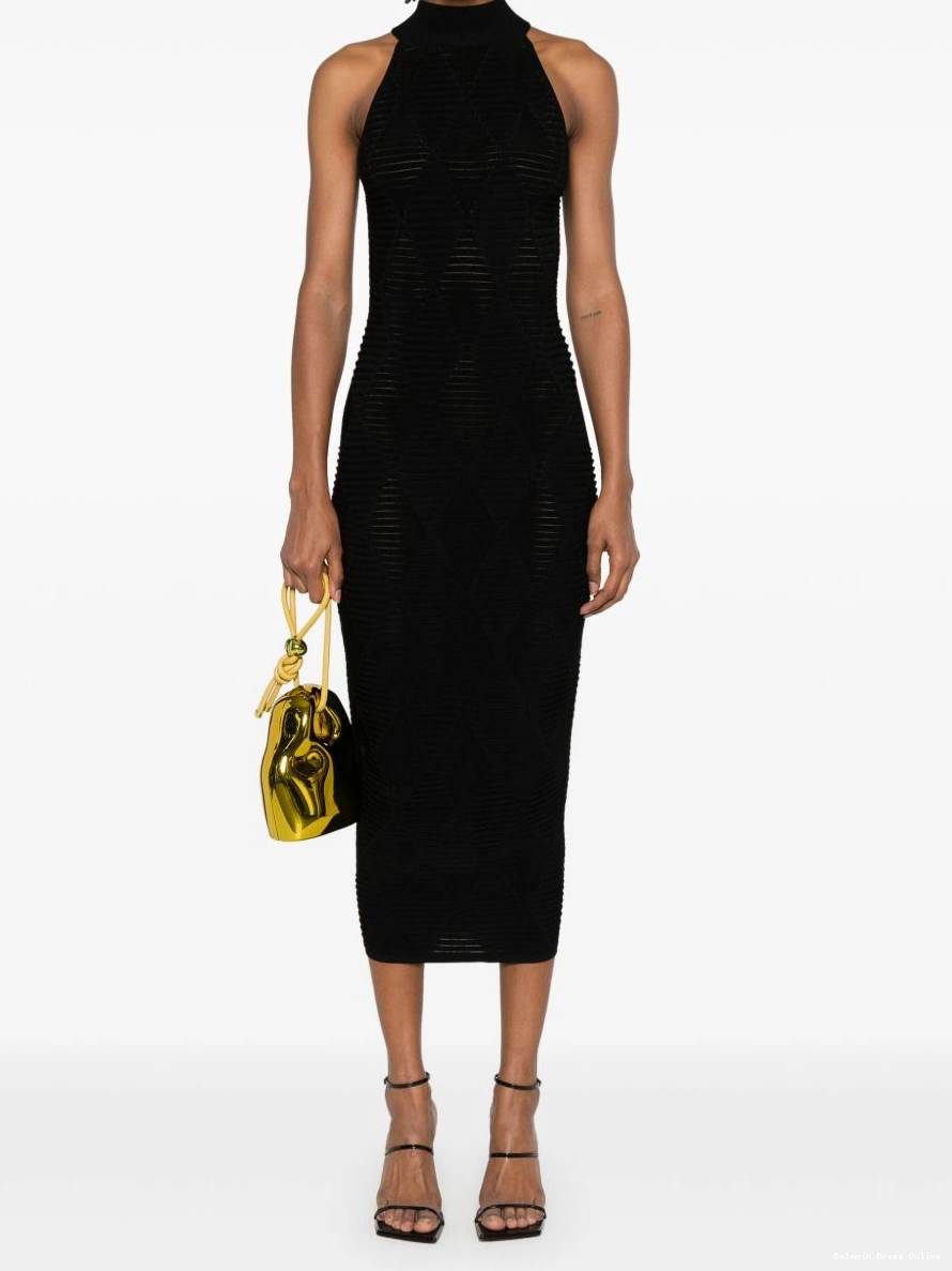 Affordable dress diamond-jacquard Balmain Women midi 0217