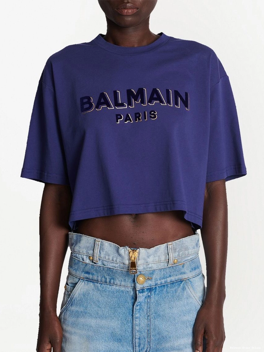 Cheap Women T-shirt Balmain logo-print cropped 0209