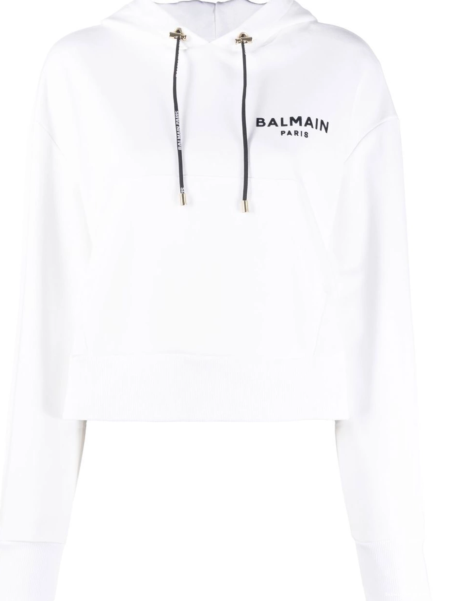 Affordable Balmain cropped hoodie Women logo-print 0222