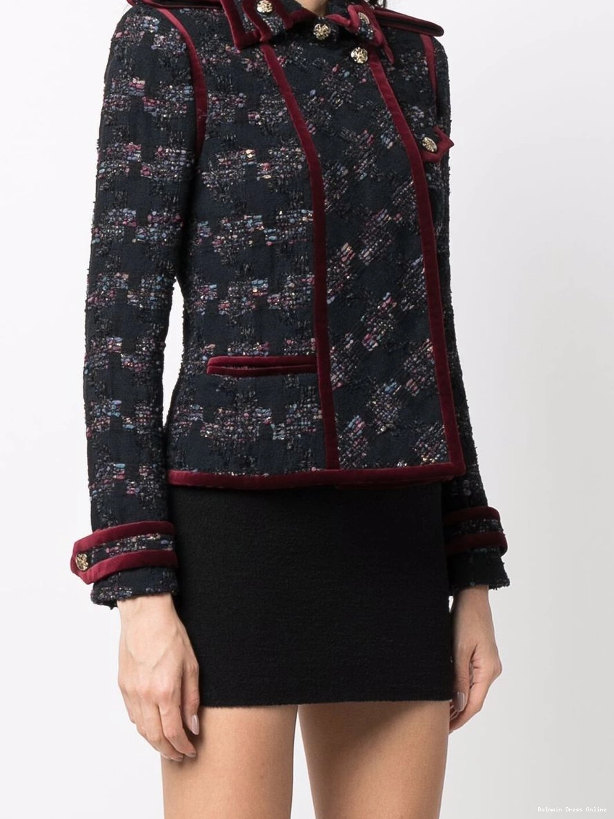 Affordable double-breasted Balmain tweed Women jacket 0209