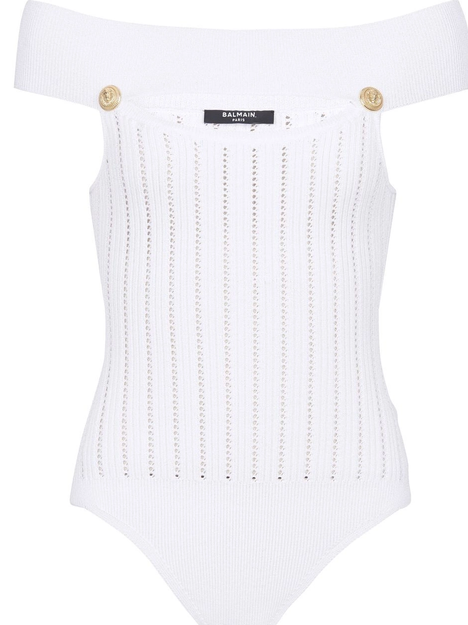 Affordable Women knit bodysuit Balmain openwork 0210