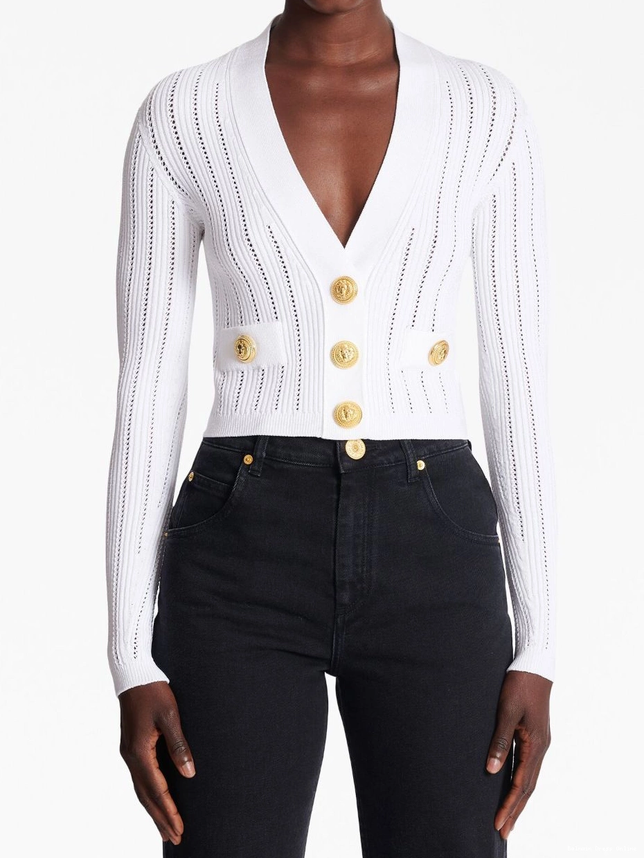 Cheap knitted cropped V-neck Women Balmain cardigan 0220