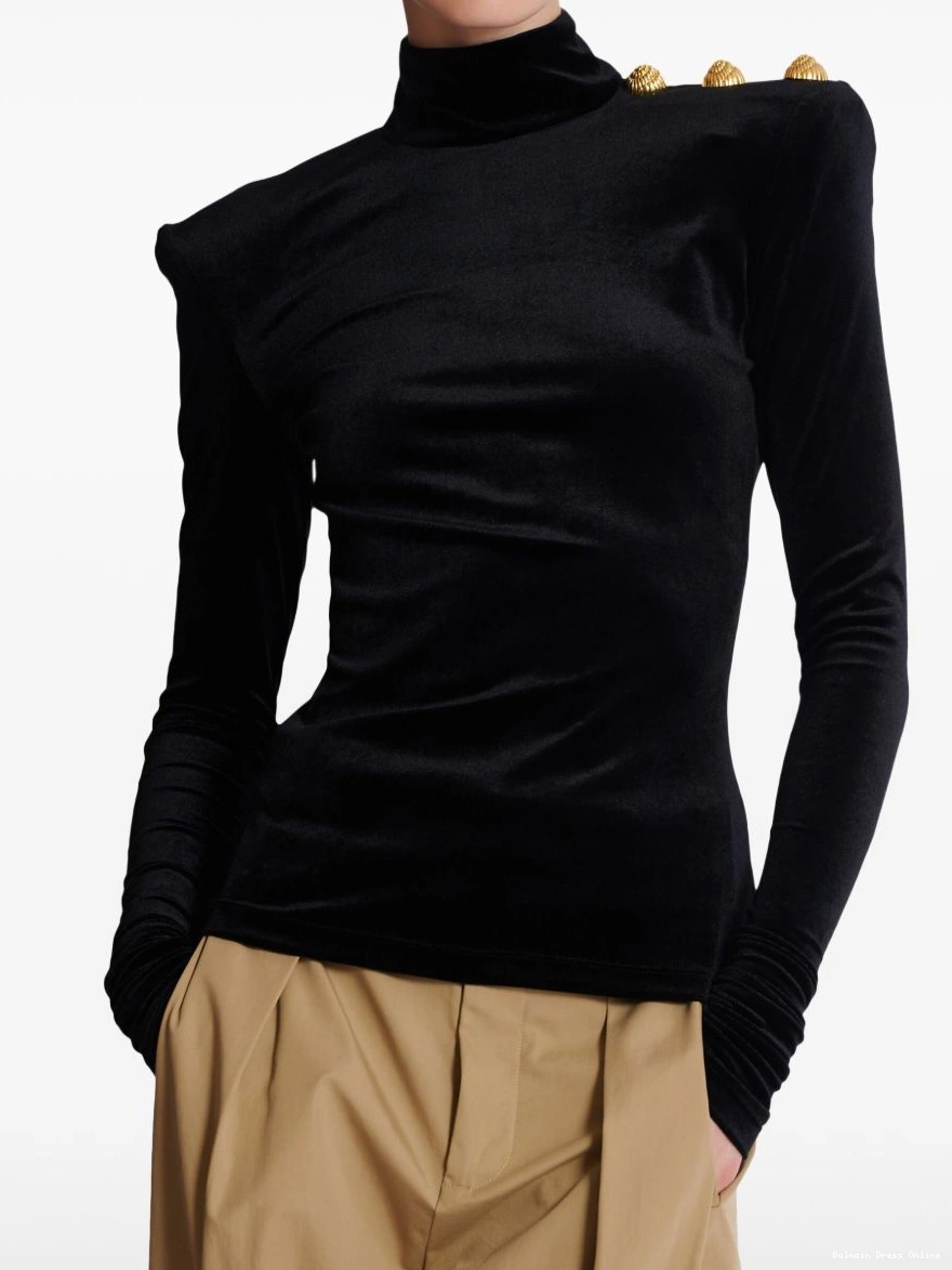 Affordable long-sleeve Women Balmain velvet top 0212