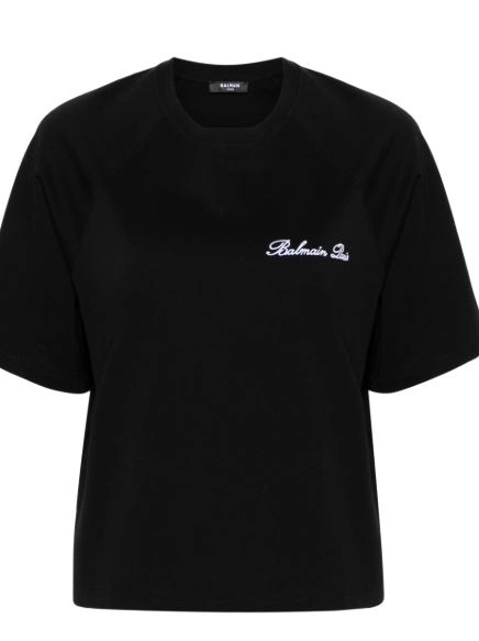 Affordable Balmain Women cotton logo-embroidered T-shirt 0211