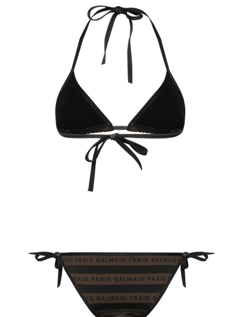 Cheap Women Balmain logo-print striped bikini 0218