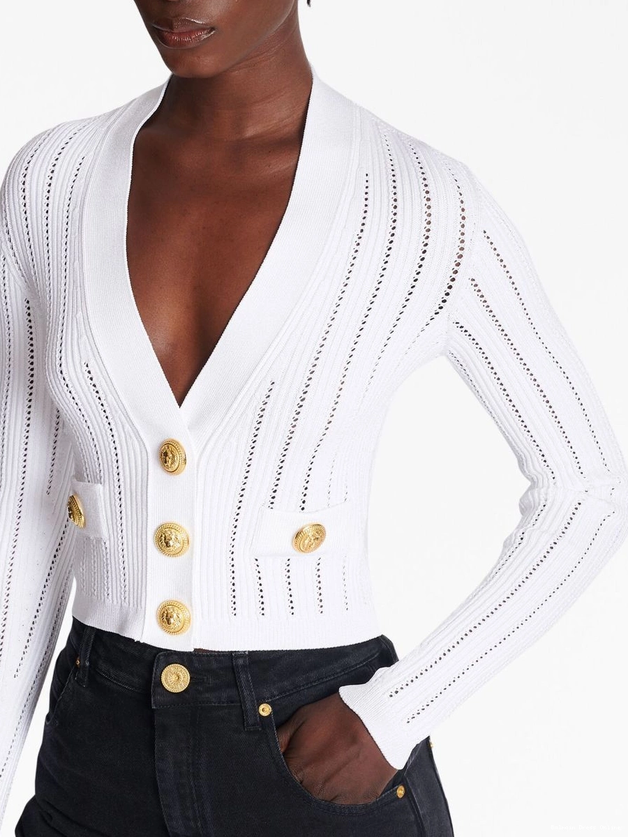 Cheap knitted cropped V-neck Women Balmain cardigan 0220