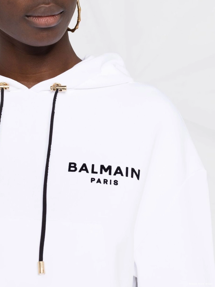 Cheap cropped Women logo-print hoodie Balmain 0217