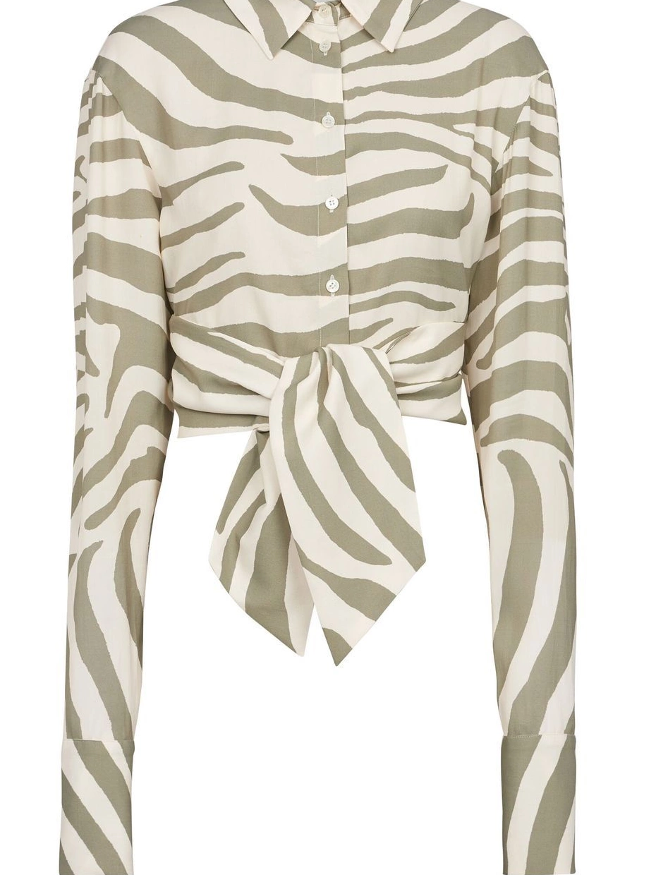 Cheap Women shirt Balmain tie-waist animal-print 0212