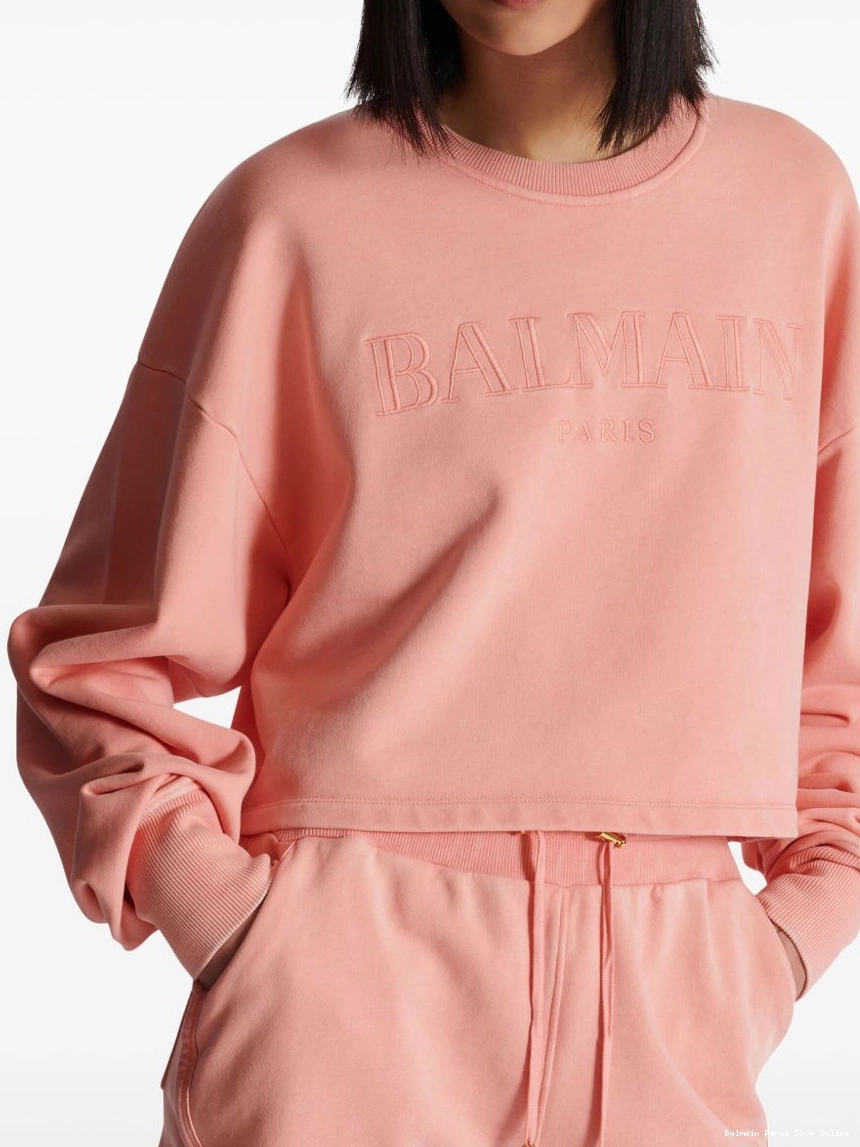 Affordable Women cotton Balmain sweatshirt logo-embroidered 0223