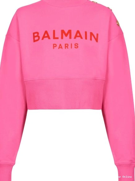 Cheap sweatshirt Women Balmain cropped logo-print 0219