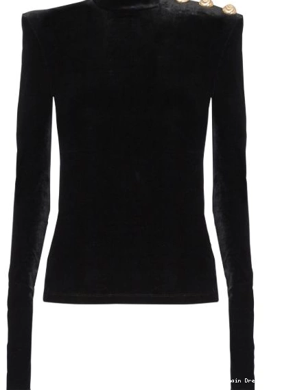 Affordable long-sleeve Women Balmain velvet top 0212