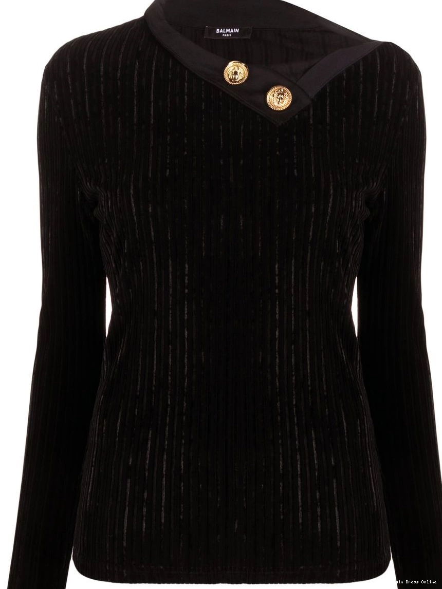 Cheap long-sleeve button-embellished Women top Balmain 0225