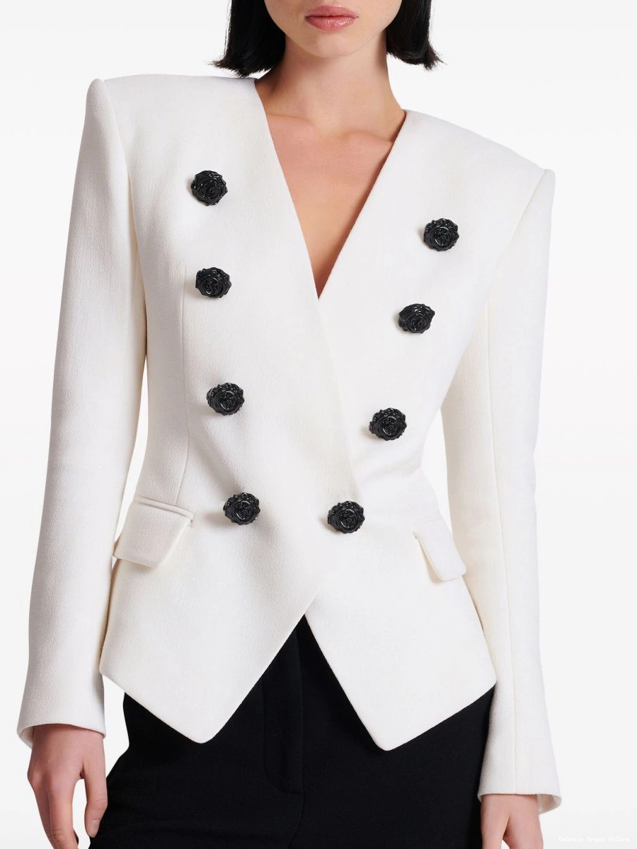 Affordable crepe Balmain Women blazer floral-applique 0220