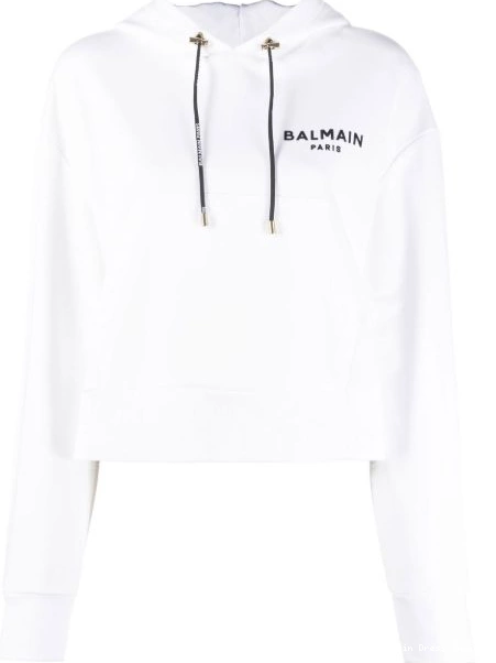 Cheap cropped Women logo-print hoodie Balmain 0217