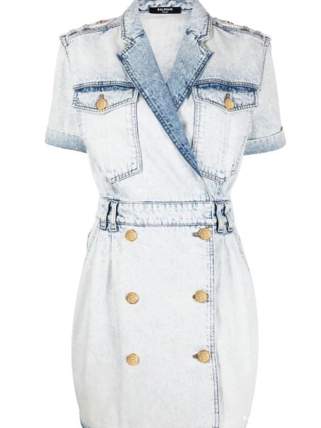 Cheap double-breasted Women denim Balmain dress 0221