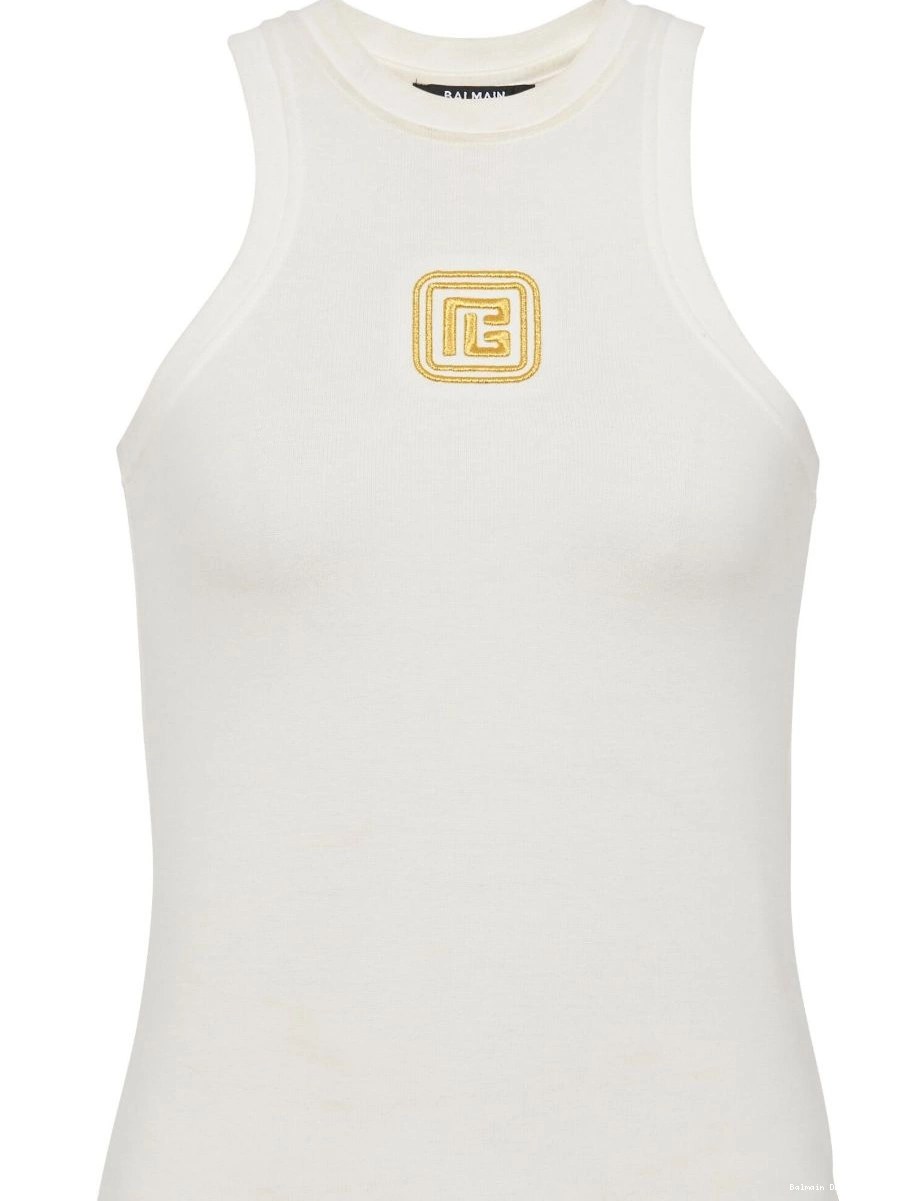 Affordable tank Balmain logo-embroidered top Women 0220