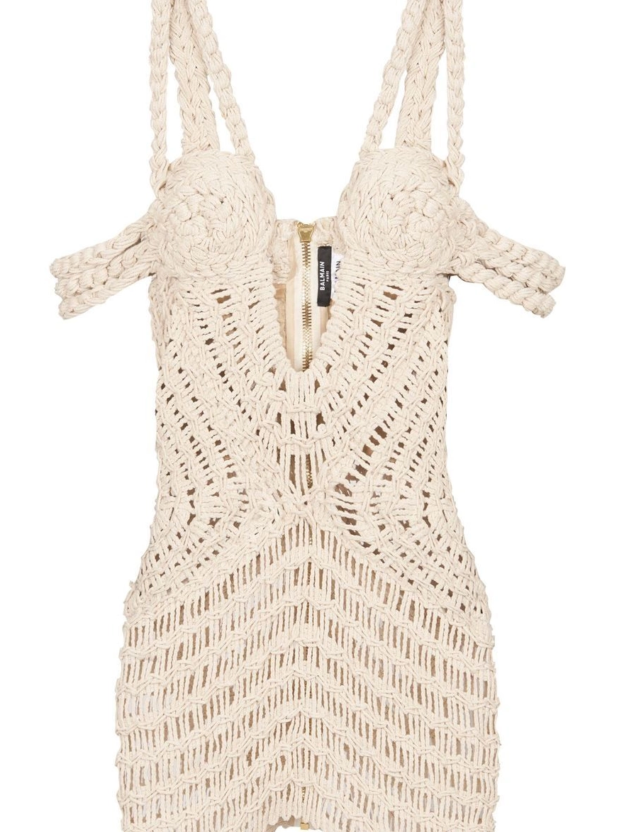 Cheap knit Women macrame dress shoulder Balmain off 0219